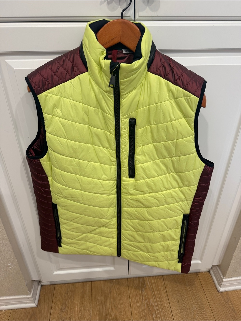 Alp N Rock Neon Yellow and Burgundy Quilted Down Vest